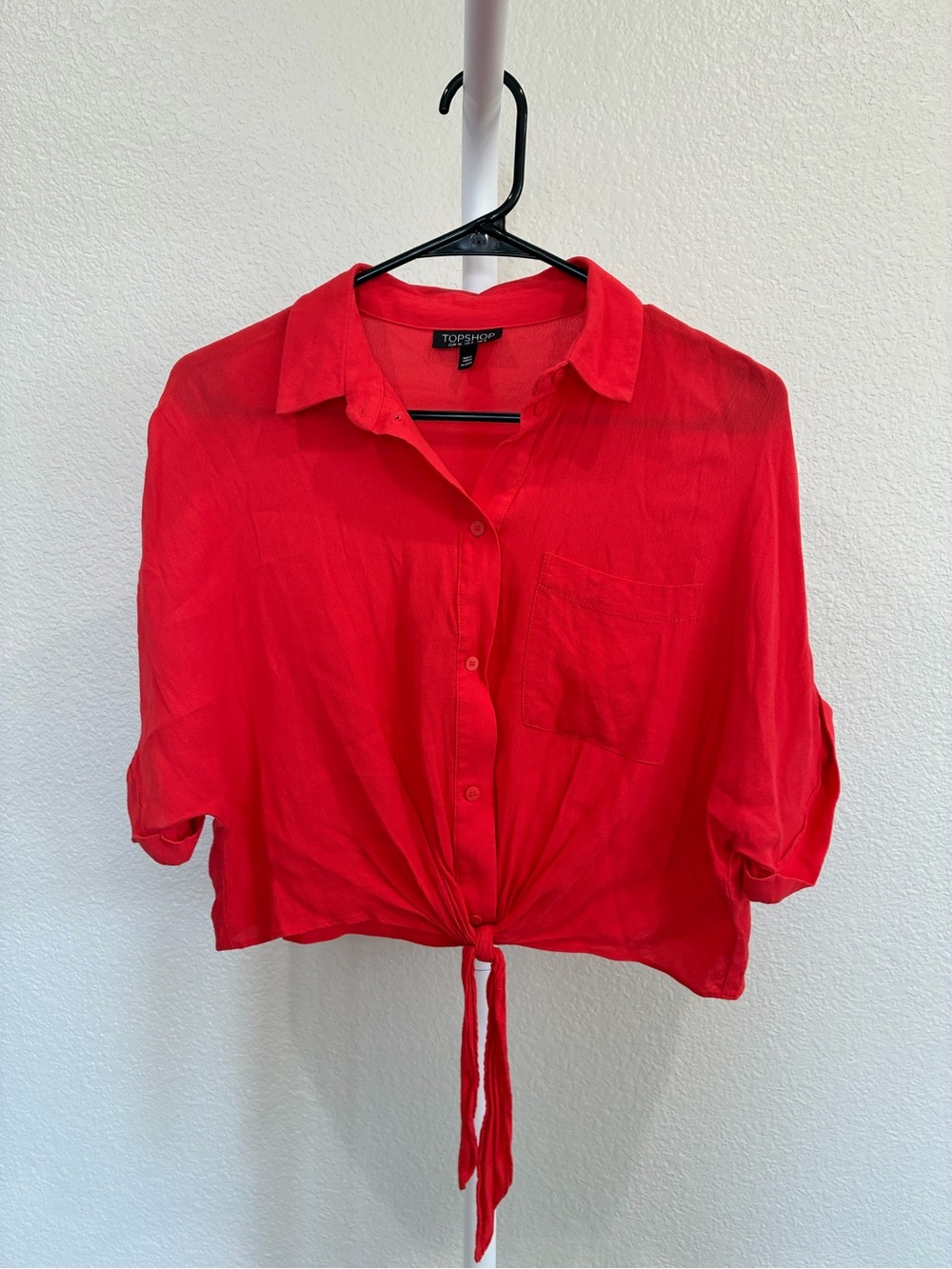 Top Shop Cropped Button Front Blouse 4